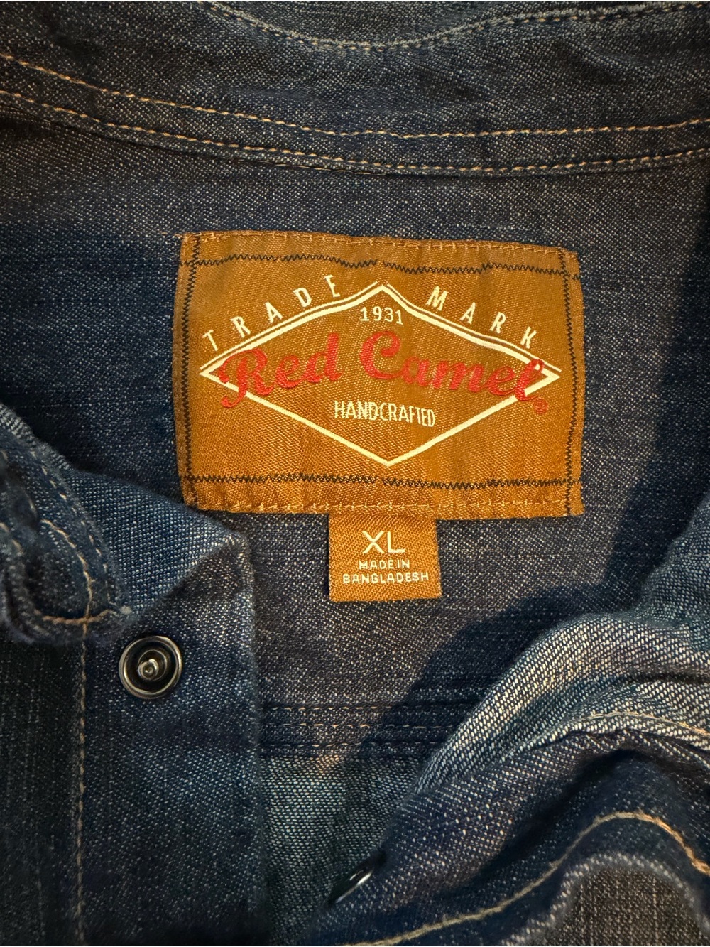 Red Camel Blue Denim Western Button-Down Shirt - Picture 5 of 5